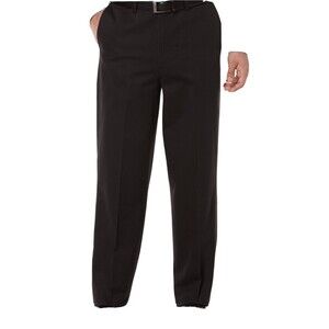 Savane Mens Flat Front Pants Stretch Crosshatch 50W 30L   Black